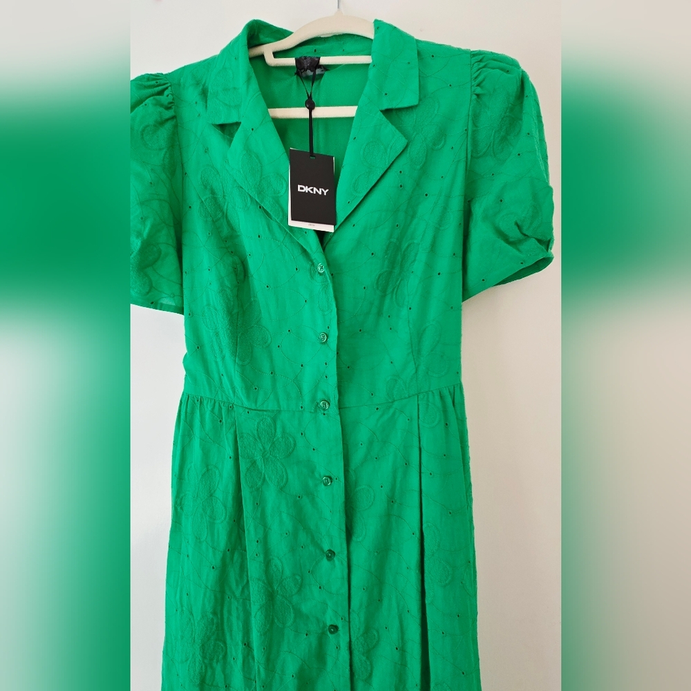 NWT DKNY Green Cotton Dress NWT with Pockets! 🥰 - Picture 3 of 8